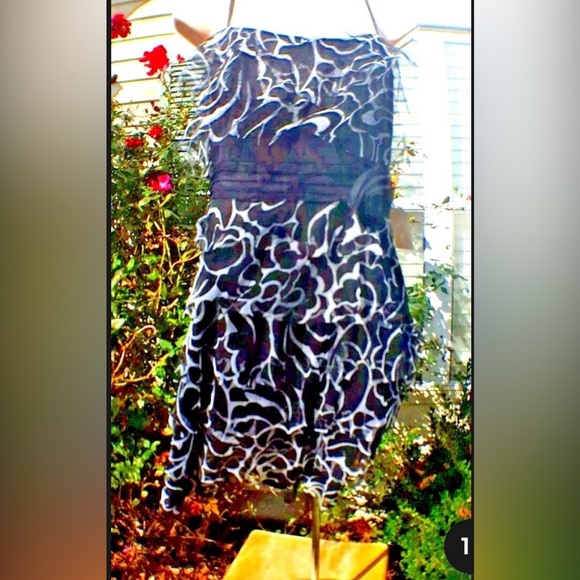 Arden B Sleeveless Tiered Layered  Black & Gray Short Mini Dress Size L NWT $79 - Picture 5 of 9